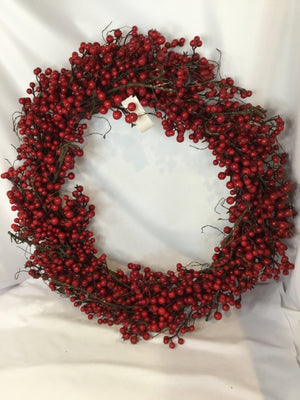 Pottery Barn Wreath Brown/Red Grapevine Berries Holiday Item