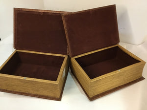 PIER 1 Lined Press Wood Book Set of 2 Maroon Box