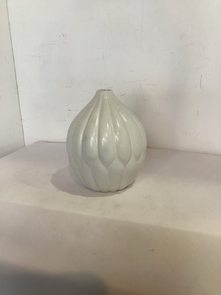 White Ceramic Round Vase