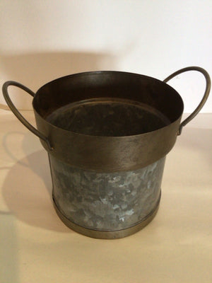 Pottery Barn Gray Galvanized Handles Bucket