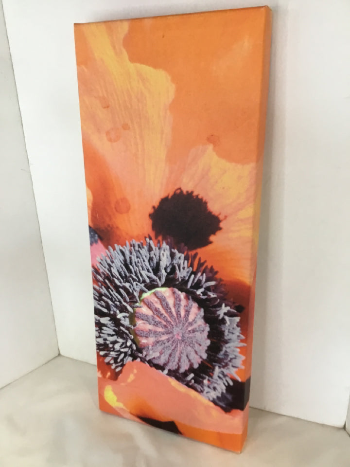 Orange/Black Flower Stretch Canvas Art