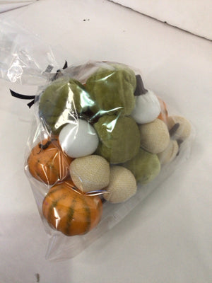 Fall Green/Orange Fabric Pumpkin In Bag Holiday Item