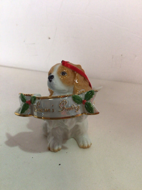 Christmas Multi-Color Porcelain Dog Ornament Holiday Item