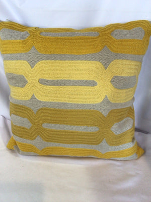 Yellow/Taupe Cotton Pillow