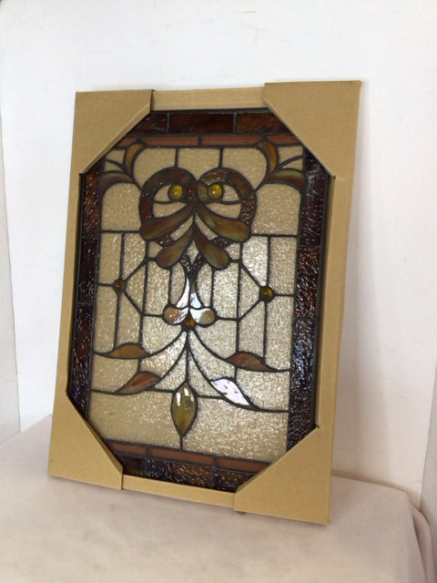 Stained Glass Floral Brown Wall Decoration Art