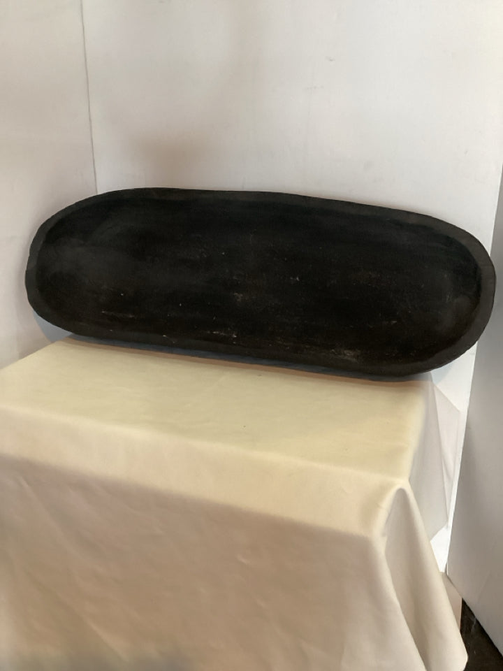 Black Wood Oval Bowl