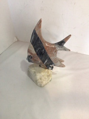Gray/White Stone Fish Figurine