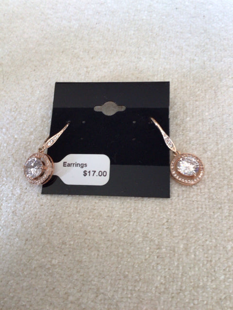 Gold Round Rhinestone Earrings