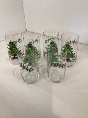 Christmas Clear/Green Glass Glasses Christmas Tree Holiday Item