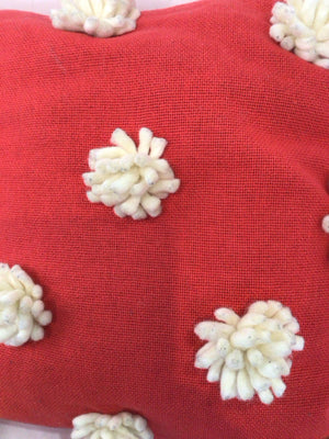 Red/white Cotton PomPoms Pillow