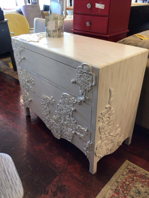 Atta Avenue Wall White Wood Floral Cabinet 2H7EPQ2L