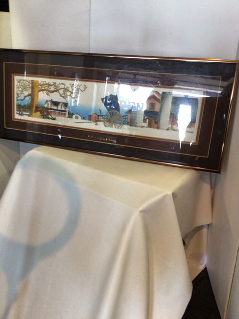 Signed White/Multi Farm Buggy Framed Art