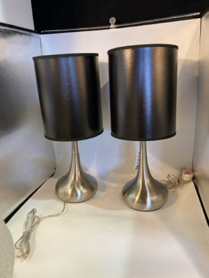 Silver/Black Metal Pair Lamp Set