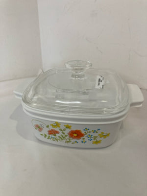 Corningware White/Multi Stoneware Lidded Vegetables Baking Dish