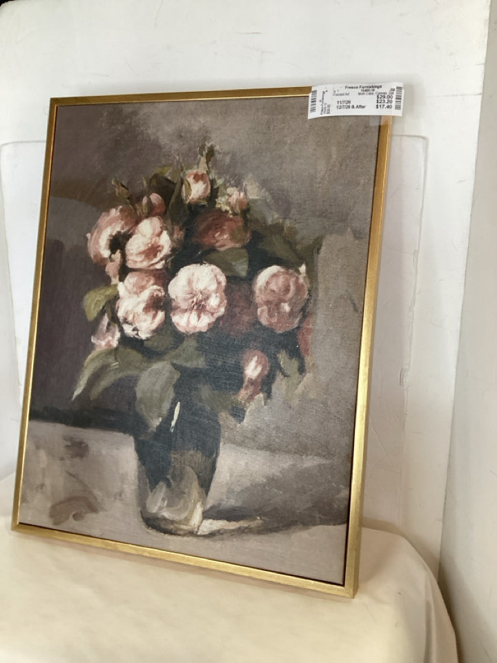 Multi-Color Canvas Still Life Floral Framed Art