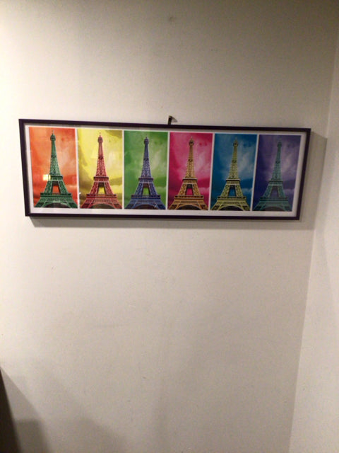 Multi-Color Eiffel Tower Framed Art