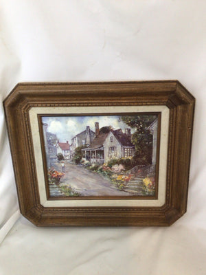 Signed Village Framed Art