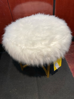 White Faux Fur FootStool/Ottoman