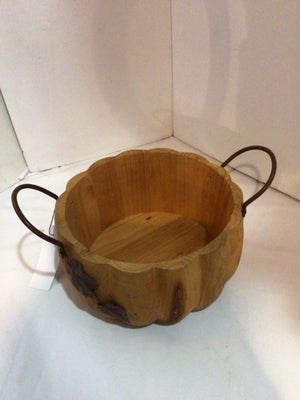 Fall Brown Wood Pumpkin Basket