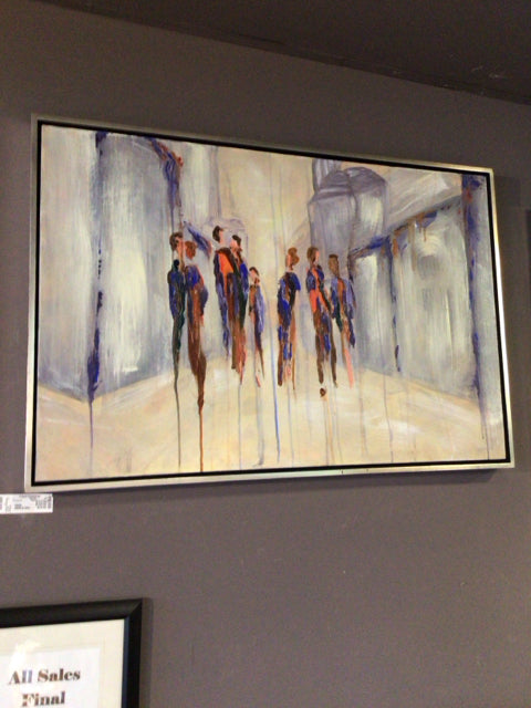 White/Blue People Framed Art