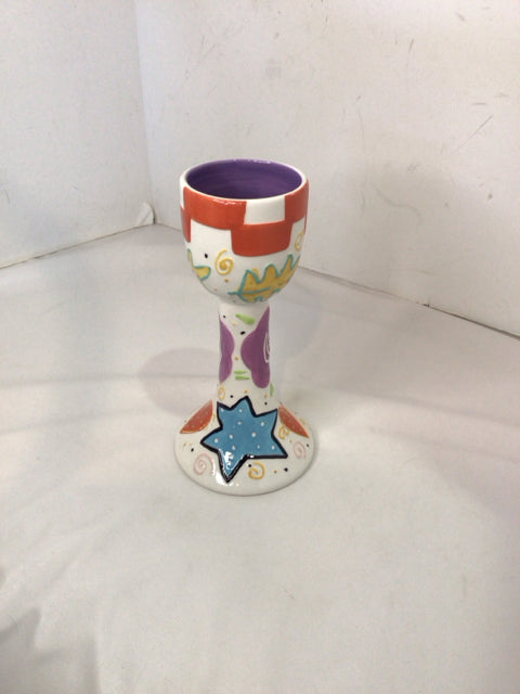 With Love Joanne Whimsical White/Multi Ceramic Chalice Glass