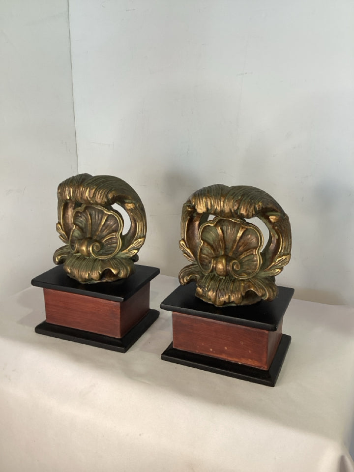 Pair Brown/black Plaster Book Ends