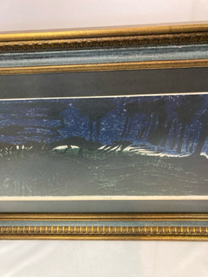 Signed Black/Blue Framed Art