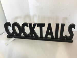 Black Wood Cocktails Sign
