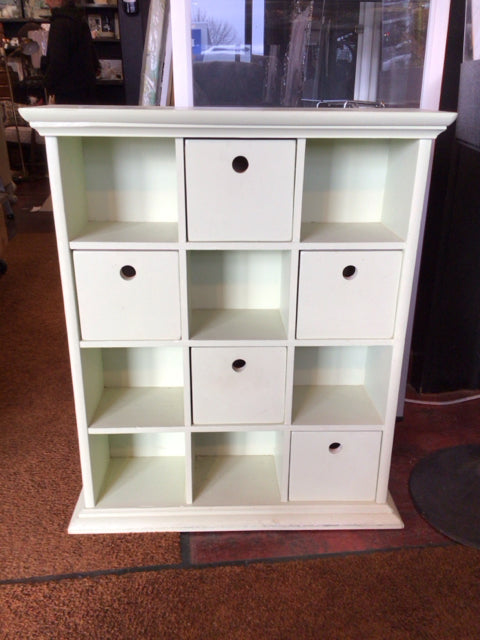 Green Wood Painted Drawer Shelf