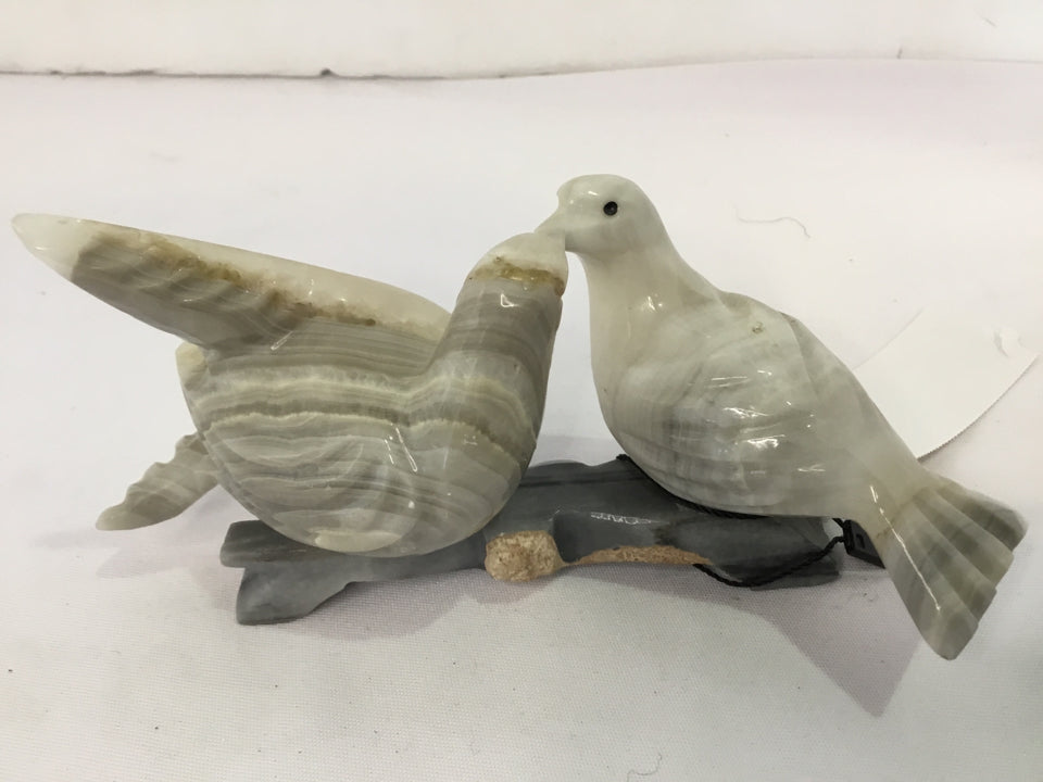 Gray/White Marble Love Birds Sculpture