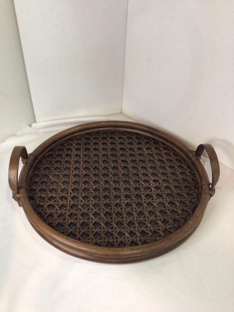 Round Brown Bamboo Tray