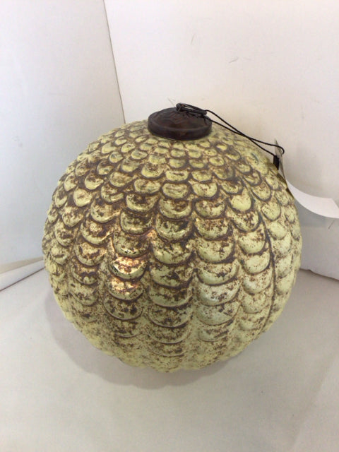 Pottery Barn Christmas Gold Ceramic Oversized Ornament Holiday Item