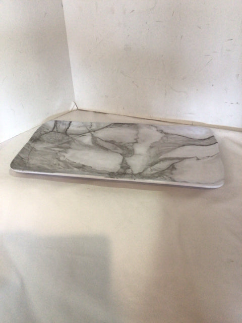 Tahari Home Gray/White Plastic Platter