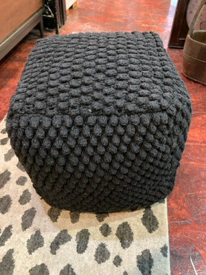 Cotton Pouff Black Ottoman