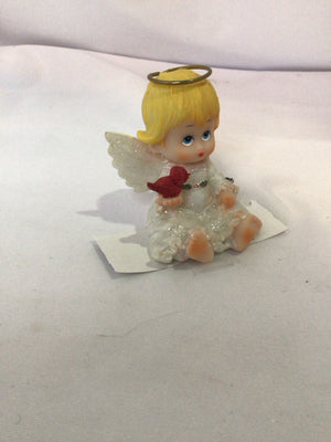 Vintage White/Yellow Ceramic Angel Figurine