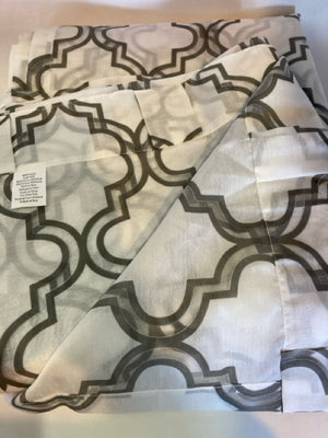 White/Gray Sheer Quatrefoil Shower Curtain