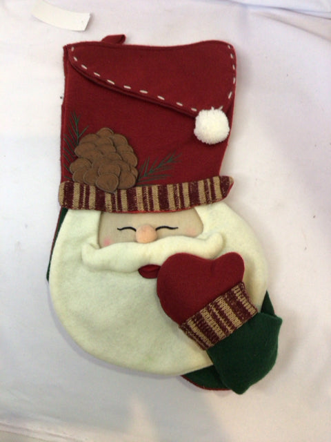 Stocking Red/white Felt Santa Holiday Item