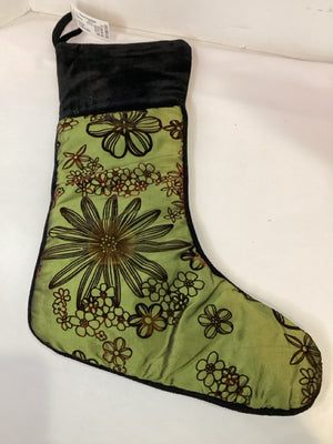 Stocking Green/Black Satin Holiday Item