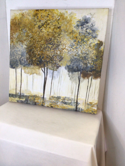 Textured Brown/Yellow Trees Stretch Canvas Art
