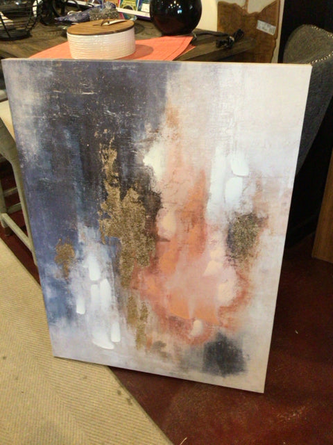 Modern Peach/White Stretch Canvas Art