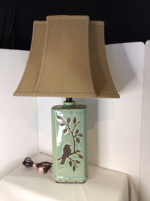 Aqua Ceramic Bird Lamp