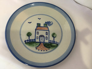 M.A. Hadley Gray/Blue Pottery Dinner Plate