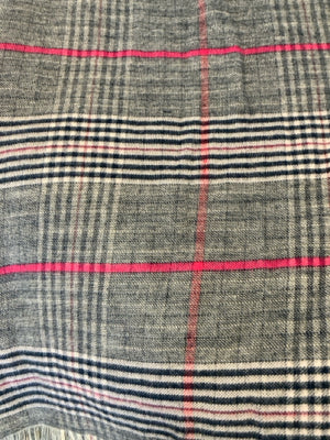 Polyester Gray/Red Checkered Scarf