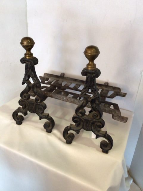 Vintage Bronze Cast Iron Fireplace Set