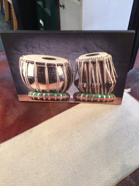 Indian Brown/Green Drums Stretch Canvas Art