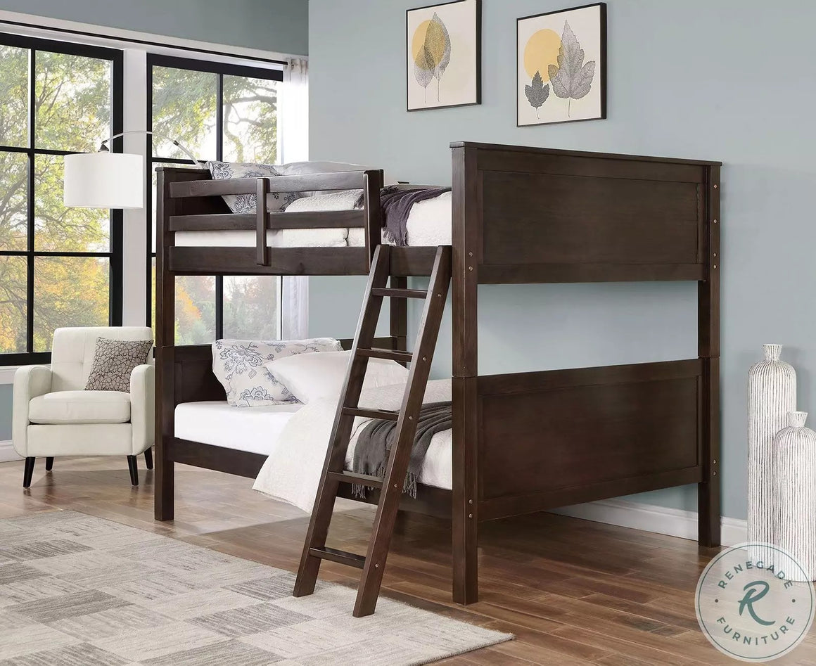 Full Stamos Wood Brown Bunk Bed