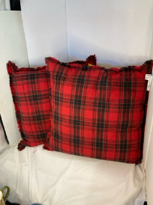 Red/Black Cotton Plaid Pair Pillow Set