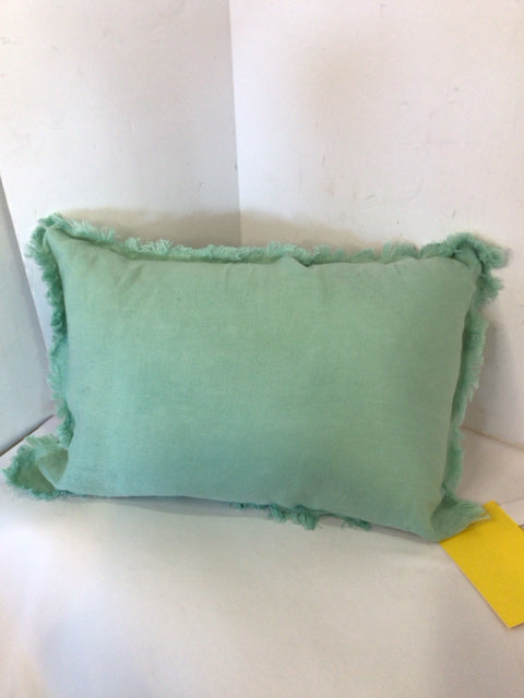 Anaya Green Cotton Linen Fringe Pillow