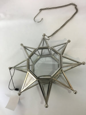 Hanging Silver Metal Star Candle Holder