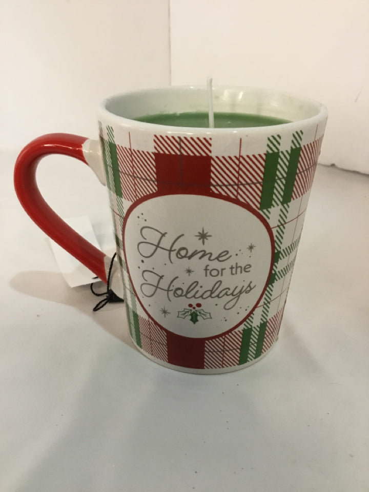 Christmas Red/Green Ceramic Mug Candle Holiday Item